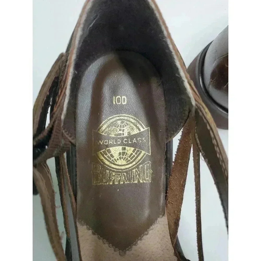 Vintage World Class Buffalind Leather Strappy Sandals Women's Size 10 Y2K - Picture 7 of 9